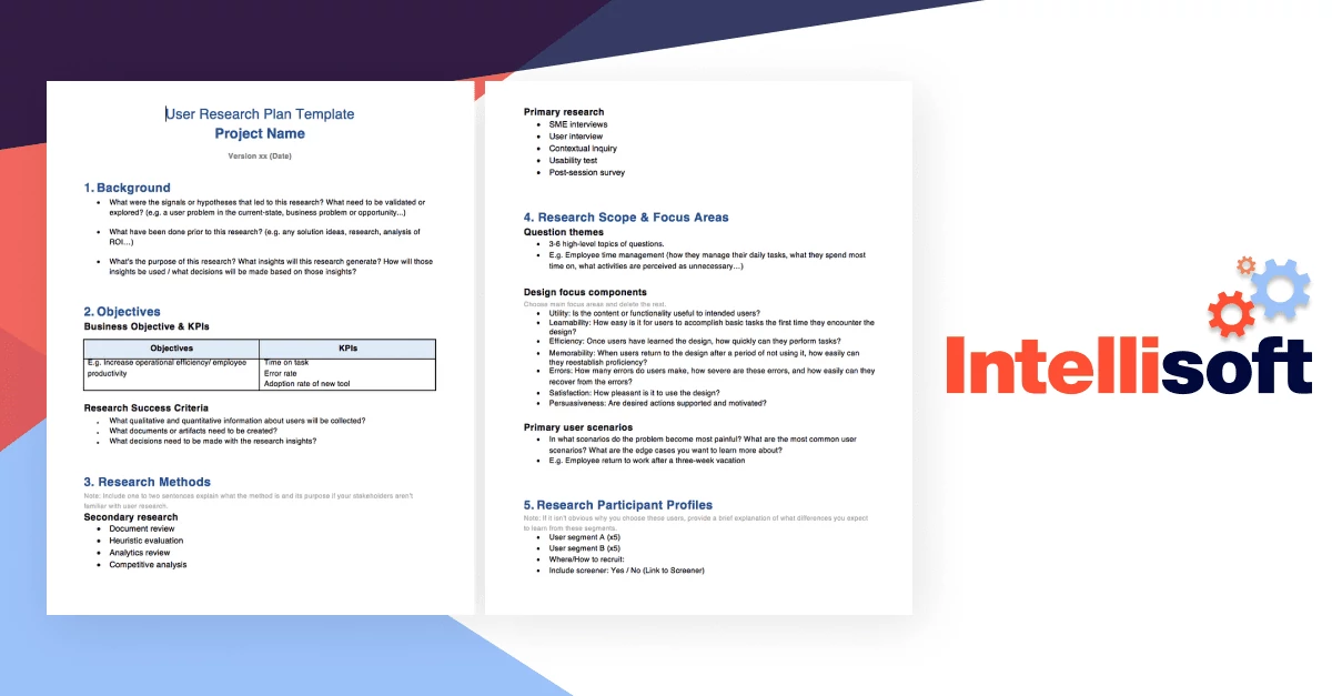 UX research plan template