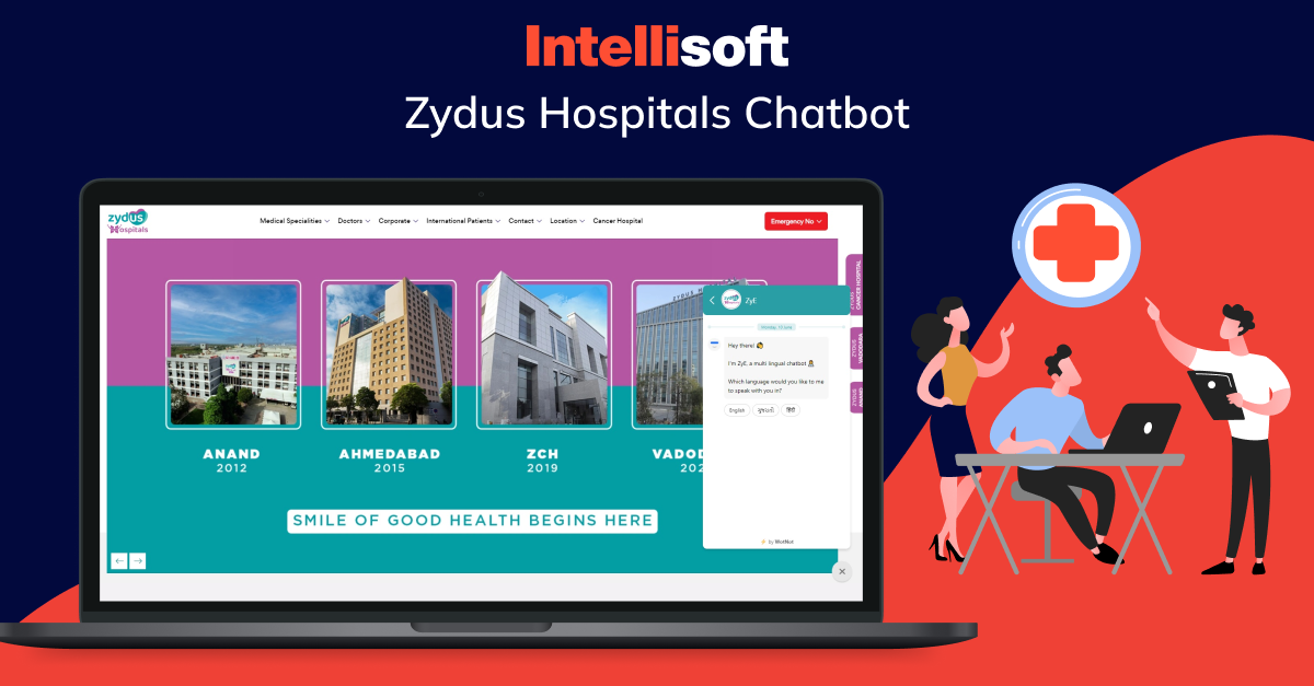 Zydus Hospitals chatbot UI